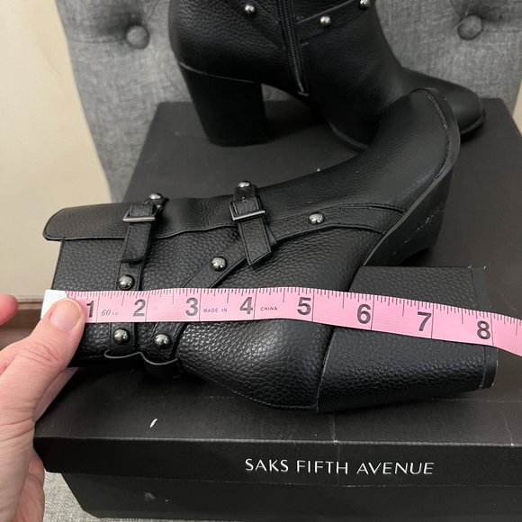 Saks Fifth Avenue "Flora" black leather boots - Picture 9 of 10